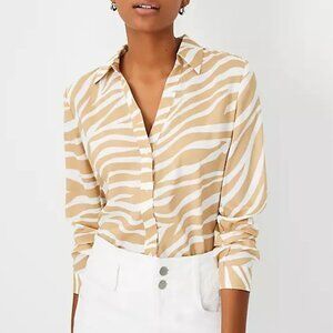 Ann Taylor Zebra Stripe Essential Shirt - XL